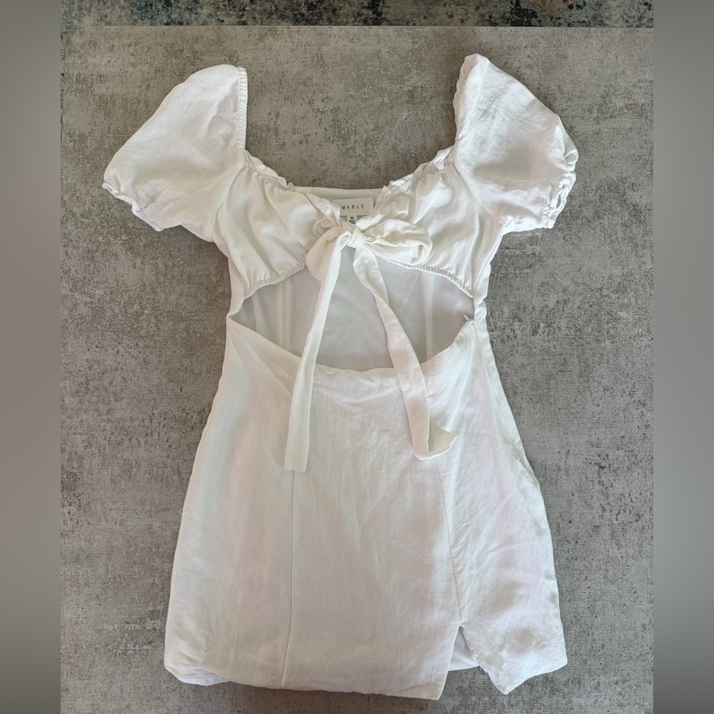 MABLE White Tie-Front Mini Dress